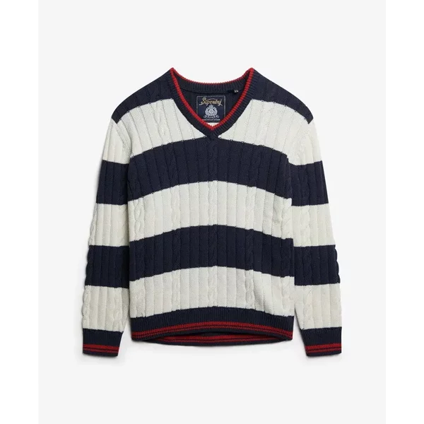 Oversized, Gedrehter Und Gestreifter V-Ausschnitt-Pullover FüR Damen Superdry-image