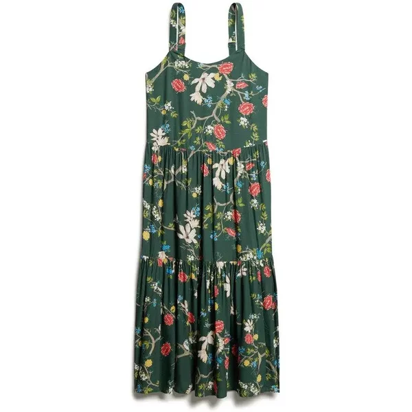 Langes Gewebtes Kleid Mit Volants Damen Superdry-image