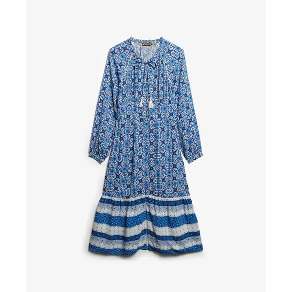 Damen LangäRmliges Midikleid Mit Druck Superdry-image
