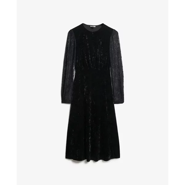 Samt-Wickelkleid Mit SpitzenäRmel FüR Damen Superdry-image