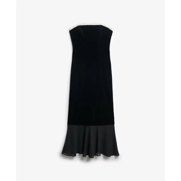 Lange TräGerloses Kleid Aus Samt FüR Frauen Superdry-image