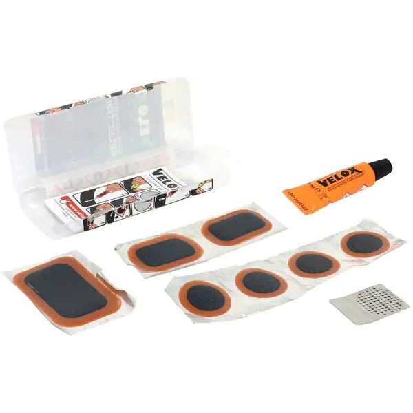 Kit RéParation Chambre à Air Electrique-E-Bike - BoîTe 6 Patchs 25Mm + 1 Patchs 24-34Mm + 1 Patchs 32-50Mm + Colle 5G + Rape Acier Avec Notice Velox-image