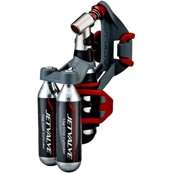Gonfleur jetvalve avec support fixation tige de selle sur carte Weldtite