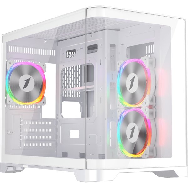 1st Player UV6 Micro ATX Gaming Case with RGB Fans - White