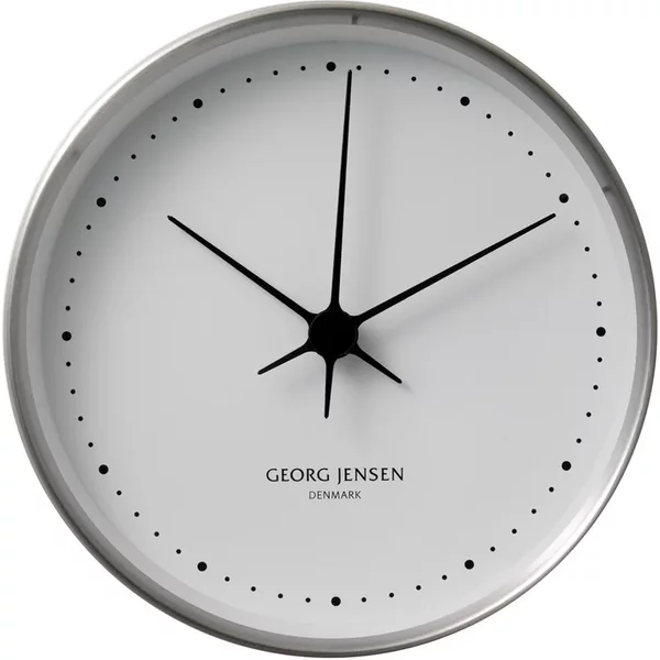 Georg Jensen - Henning Koppel Wanduhr Ø 10 cm, Edelstahl / weiß Georg Jensen Henning Koppel Wanduhr Ø