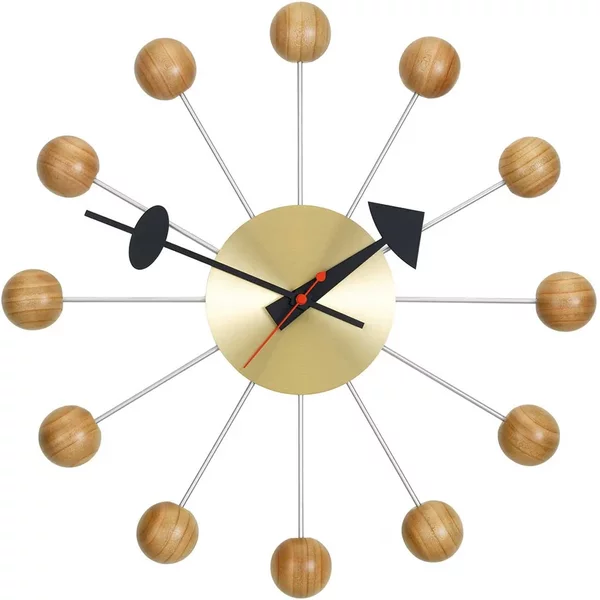 Vitra - Ball Clock Wanduhr, Kirschbaumholz Vitra Ball Clock Wanduhr