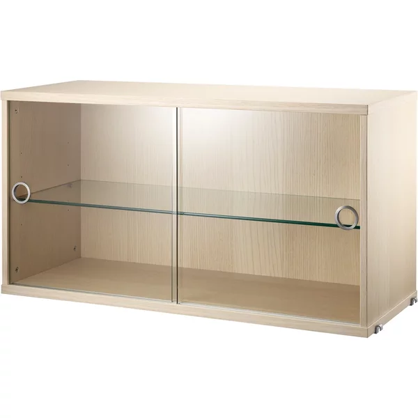 String - Vitrinenschrank mit Schiebetüren in Glas 78 x 30 cm, Esche String Furniture Vitrinenschrank mit Schiebetüren in Glas 78 x