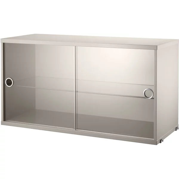 String - Vitrinenschrank mit Schiebetüren in Glas 78 x 30 cm, beige String Furniture Vitrinenschrank mit Schiebetüren in Glas 78 x