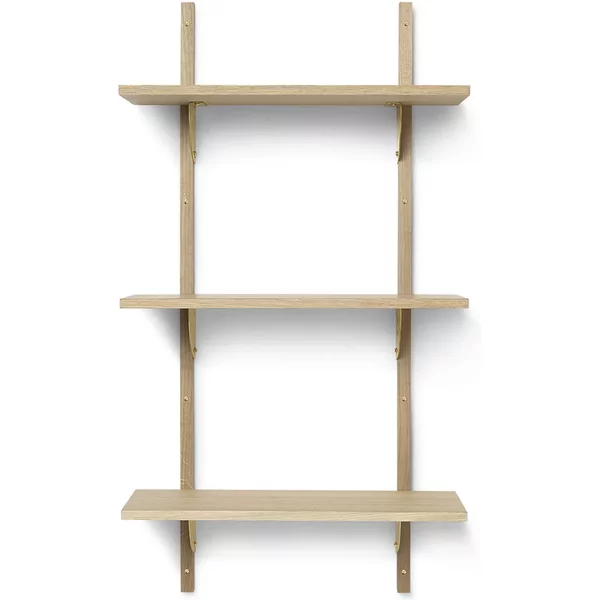 Ferm Living - Sector Wandregal triple, 54 cm, Eiche / Messing Ferm Living Sector Wandregal triple