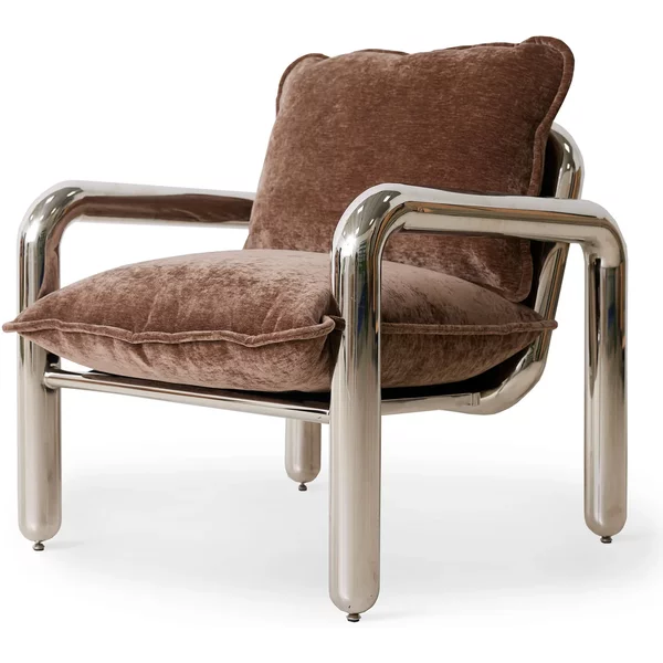 HKliving - Chrom- Loungesessel, samtbraun HKliving Chrom- Loungesessel