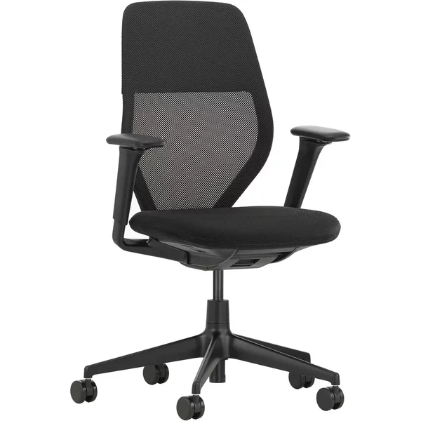 Vitra - ACX Light Bürostuhl, Silk mesh nero / X Net nero, mit Sitztiefenverstellung, höhenverstellbare Armlehnen (Rollen für Hartböden) Vitra ACX Light Bürostuhl