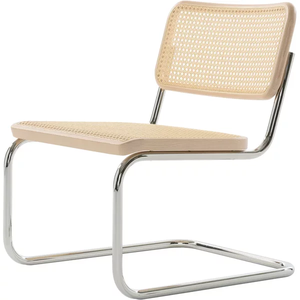 Thonet - S 32 VL Lounge Stuhl, Chrom / Buche aufgehellt (TP 107) / Rohrgeflecht mit Kunststoffstützgewebe Thonet S 32 VL Lounge Stuhl