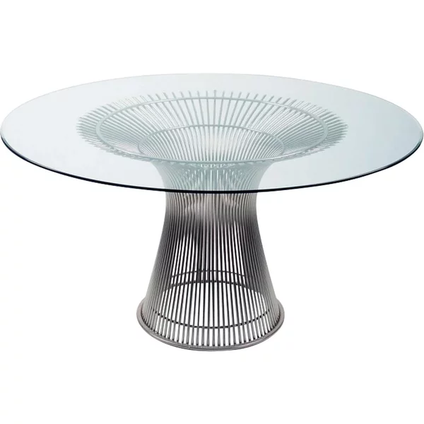 Knoll - Platner Esstisch, Nickel poliert / Kristallglas Knoll International Platner Esstisch