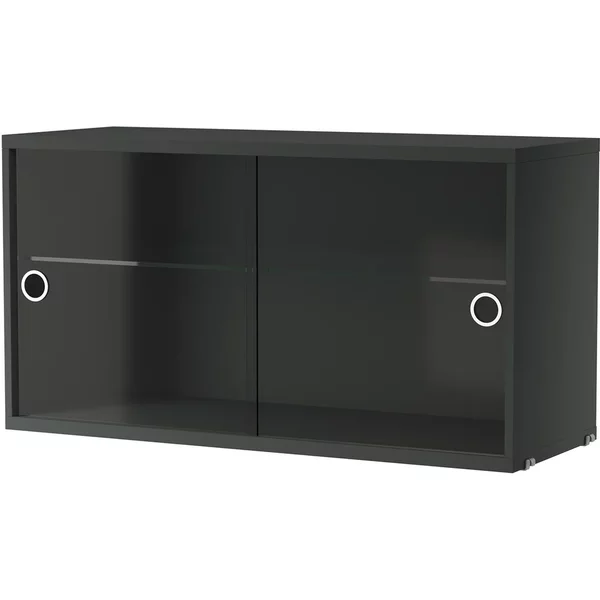 String - Vitrinenschrank mit Schiebetüren in Glas 78 x 30 cm, dunkelgrau String Furniture Vitrinenschrank mit Schiebetüren in Glas 78 x
