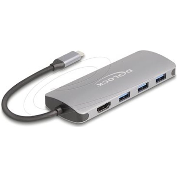 Delock 7 Port USB 10 Gbps Hub und 4K HDMI Ausgang mit Type-C Anschluss PD 3.0 90