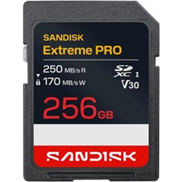 SanDisk SDXC Extreme PRO 256GB (UHS-I, V30, U3, R250 MB/s / W170MB/s, 4K UHD)
