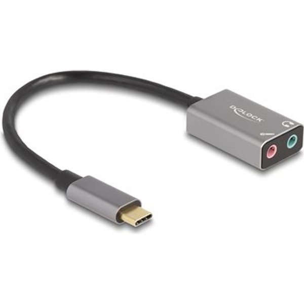 DELOCK Externe USB Type-C Soundkarte mit 2 x 3,5 mm Klink-Bu
