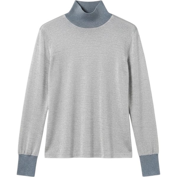 Purotatto Maglia Donna Collo Alto Grigio Perla