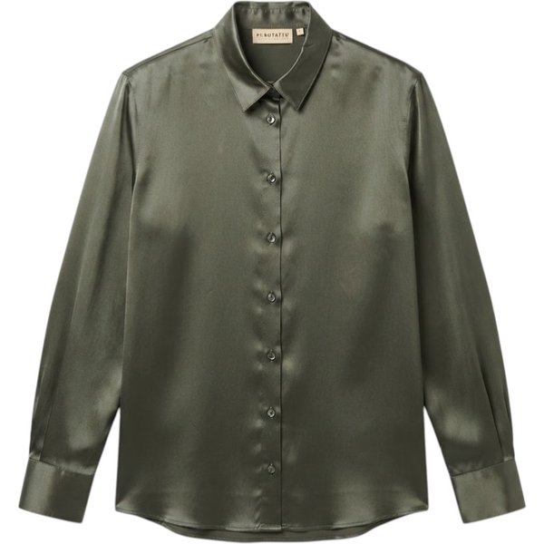 Purotatto Camicia Donna in Seta Verde Agave