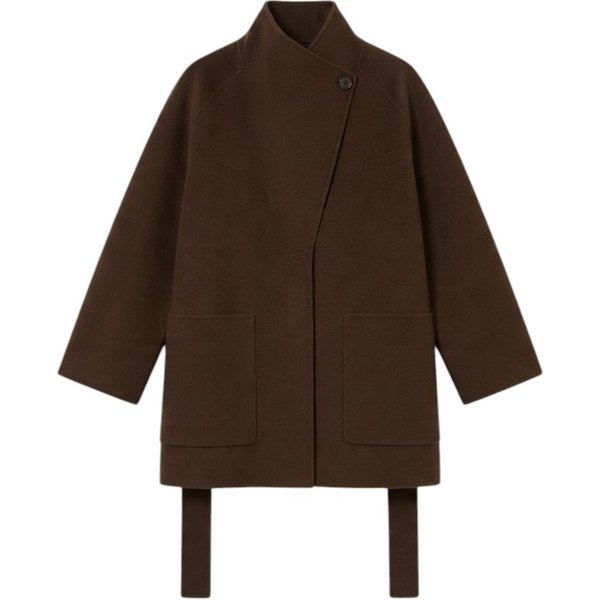 PUROTATTO Giacca Cappotto Donna Marrone in Tessuto Elegante