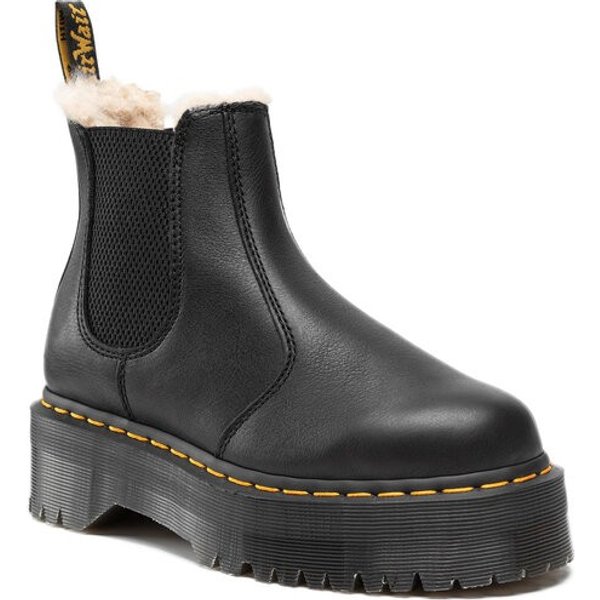 Dr. Martens 2976 Quad Stivaletti Chelsea Donna In Pelle Nera Con Platform-image