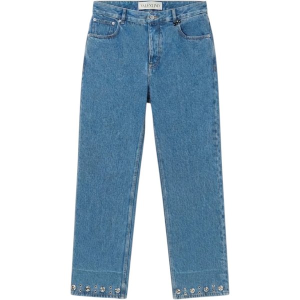 Valentino Pantaloni Donna in Denim Blu con Dettagli in Metallo
