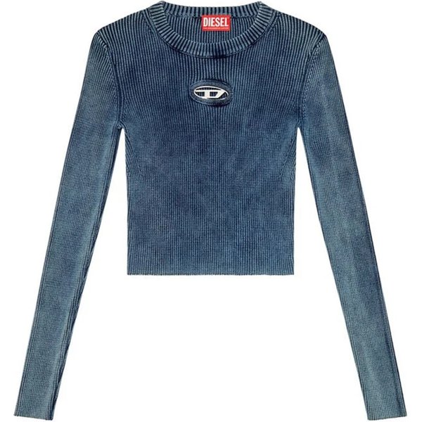 Diesel Maglia Donna in Denim con Dettaglio Logo