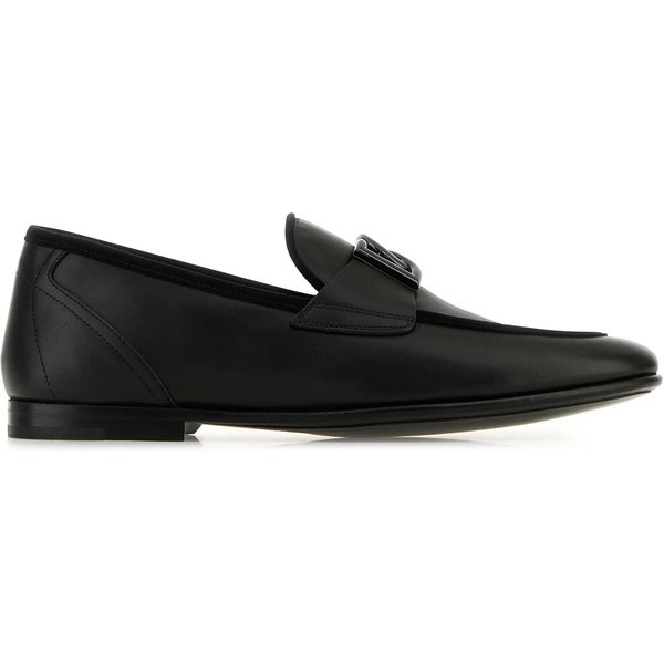 Dolce & Gabbana Erice Mocassini Uomo Neri In Pelle Con Logo DG-image