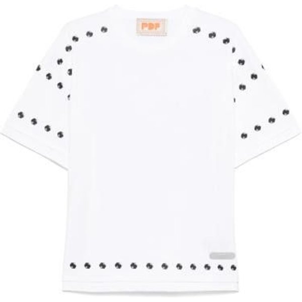 Bullons T-shirt Maglieria Bianca con Dettagli in Nero
