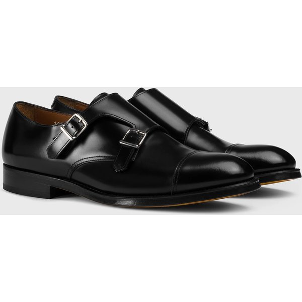 Doucal's Scarpe Doppia Fibbia Uomo In Pelle Nera-image