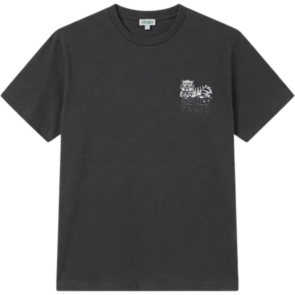KENZO Maglieria T-shirt Nero con Stampa Tigre