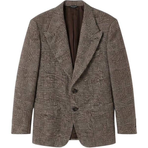 Dolce & Gabbana Giacca in Tartan Check Panna e Marrone
