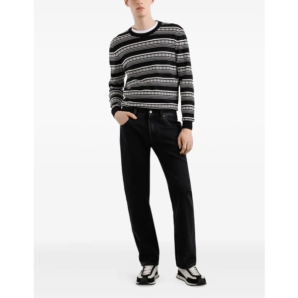 Dolce & Gabbana Maglione Girocollo in Nero e Bianco con Motivo Logo