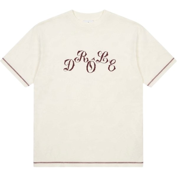 DROLE DE MONSIEUR Maglieria T-shirt Bianca con Dettagli Ricamati