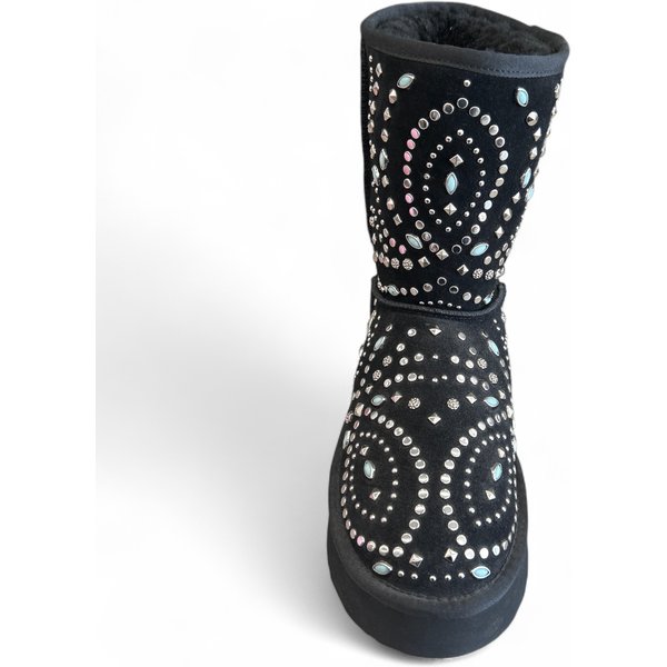 ALMA EN PENA Stivaletti Donna in Suede Nero con Decorazioni Strass