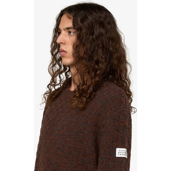 MM6 Maison Margiela Maglione Girocollo in Marrone e Grigio
