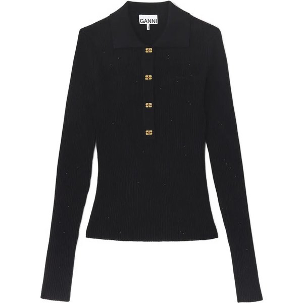 Ganni T-Shirt E Polo Nero-image