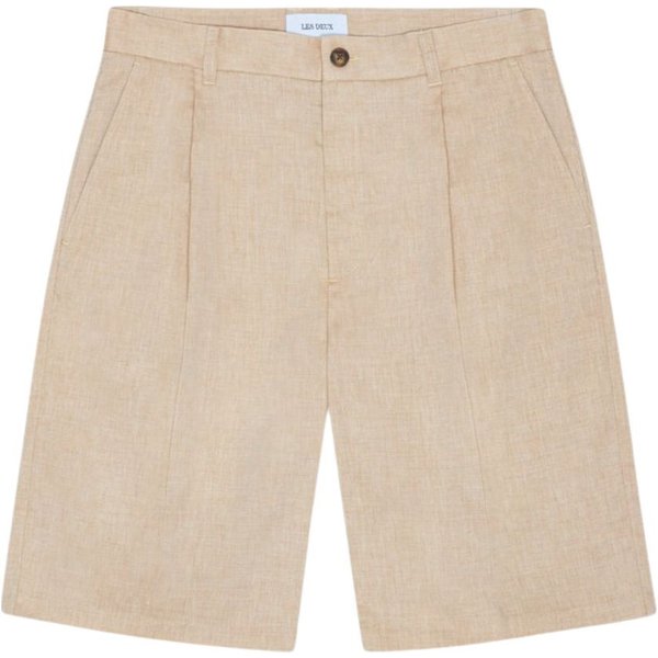 Les Deux Reece Pleated Slub Shorts Pantaloni Sartoriali Corti Gamba Larga - Light Sand-image