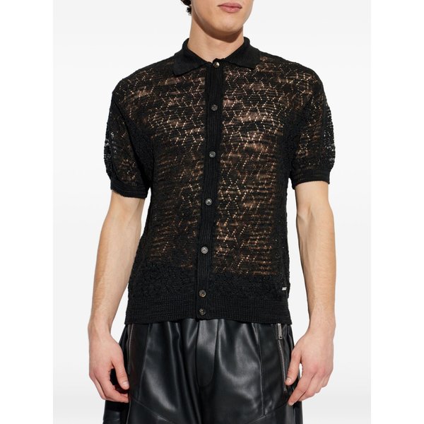 dsquared2 camicia nero uomo traforata