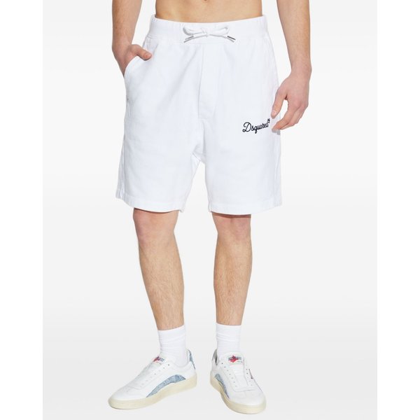 dsquared2 short bianco uomo logo ricamato