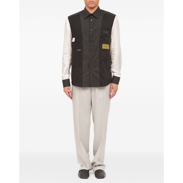 mm6 maison margiela camicia nero uomo maniche a contrasto