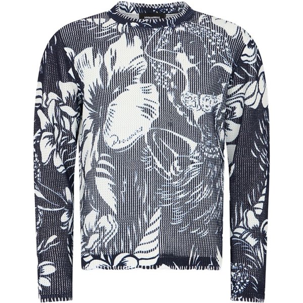 dsquared2 maglia blu-bianco uomo floreale