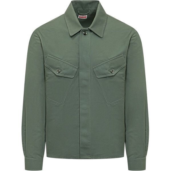 Kenzo Giacca-Camicia Tasche Uomo Verde-image