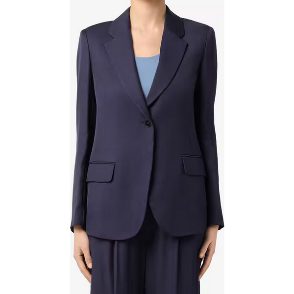 Giacca Misto Lino Donna Blu-image
