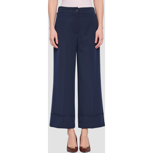 pantalone cropped con risvolto donna blue