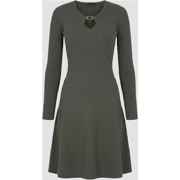 abito in maglia con scollo a goccia donna verde