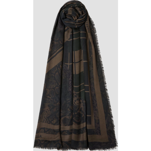scialle in twill con stampe donna naturale