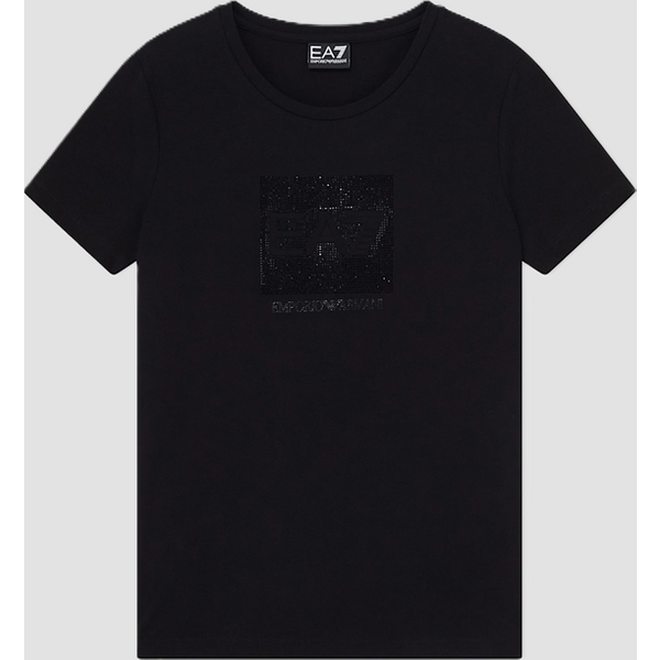 t-shirt con logo in strass da donna nero
