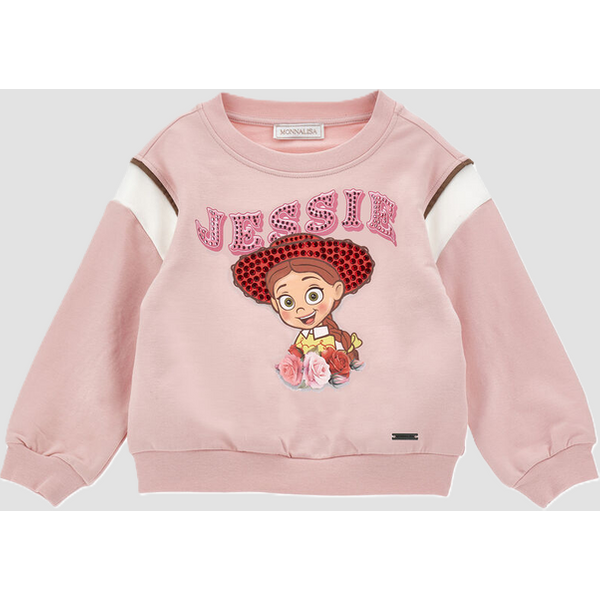 felpa girocollo con stampa jessie bambina rosa