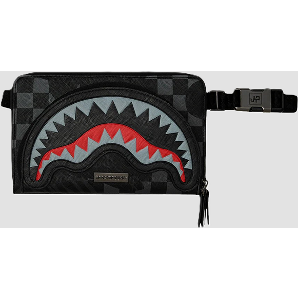 marsupio a scacchiera unisex nero-grigio